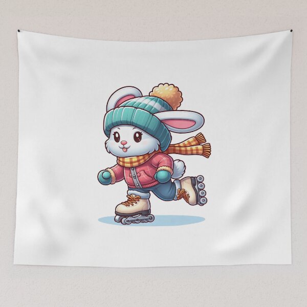 Item preview, cartoon rabbit wearing winter clothes is playing roller skates  designed and sold by MzulhilmiZam.