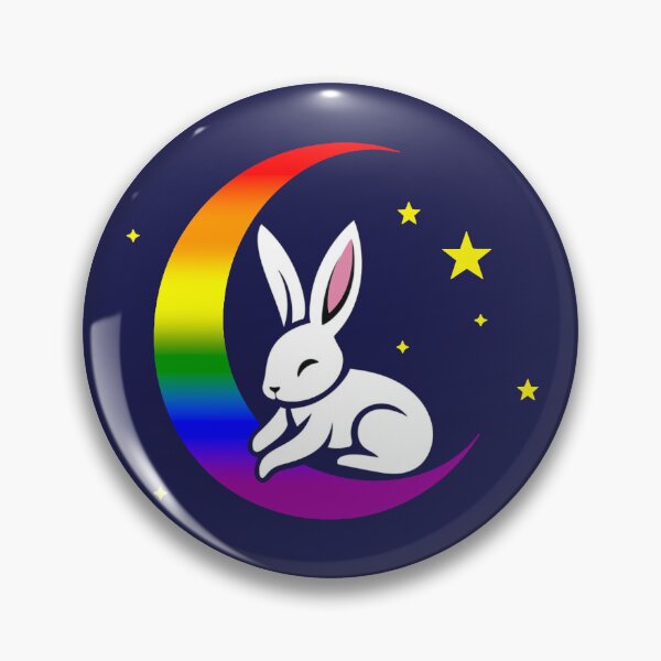 Item preview, Cute Bunny Rabbit on a LGBTQIA+ Pride Flag Moon, Discreet Rainbow Pride Design designed and sold by Travelslightly.