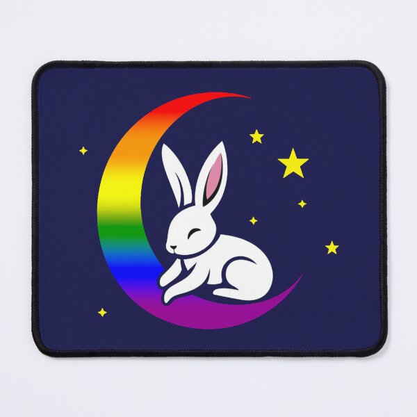 Item preview, Cute Bunny Rabbit on a LGBTQIA+ Pride Flag Moon, Discreet Rainbow Pride Design designed and sold by Travelslightly.