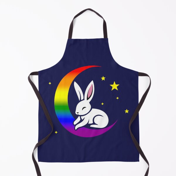 Item preview, Cute Bunny Rabbit on a LGBTQIA+ Pride Flag Moon, Discreet Rainbow Pride Design designed and sold by Travelslightly.