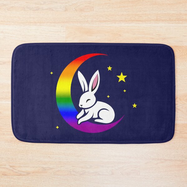 Item preview, Cute Bunny Rabbit on a LGBTQIA+ Pride Flag Moon, Discreet Rainbow Pride Design designed and sold by Travelslightly.