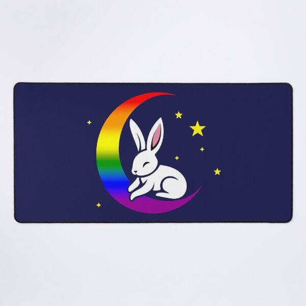 Item preview, Cute Bunny Rabbit on a LGBTQIA+ Pride Flag Moon, Discreet Rainbow Pride Design designed and sold by Travelslightly.