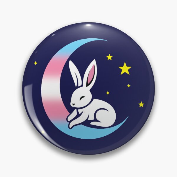 Item preview, Cute Bunny Rabbit on a Transgender Pride Flag Moon, Discreet Trans Pride Design designed and sold by Travelslightly.