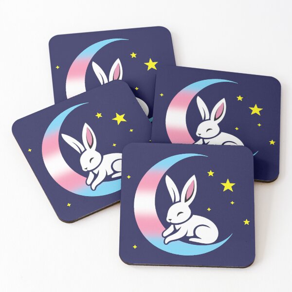 Item preview, Cute Bunny Rabbit on a Transgender Pride Flag Moon, Discreet Trans Pride Design designed and sold by Travelslightly.