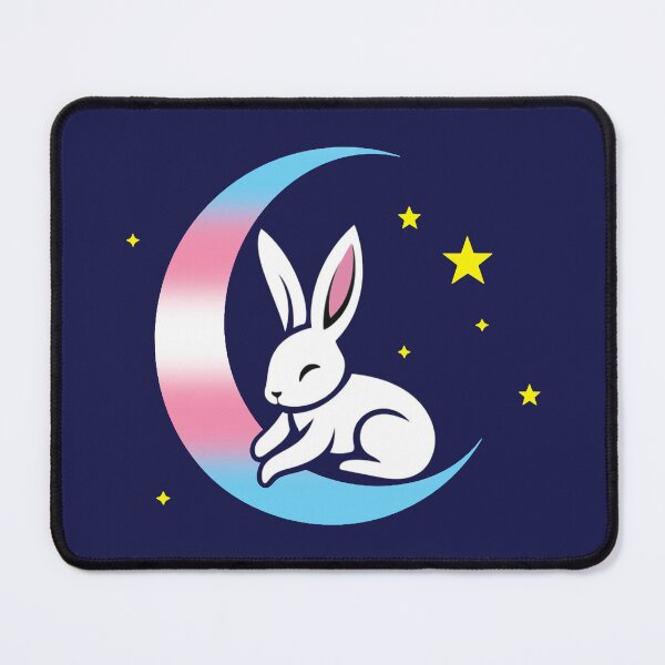 Item preview, Cute Bunny Rabbit on a Transgender Pride Flag Moon, Discreet Trans Pride Design designed and sold by Travelslightly.