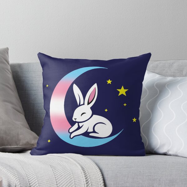 Item preview, Cute Bunny Rabbit on a Transgender Pride Flag Moon, Discreet Trans Pride Design designed and sold by Travelslightly.