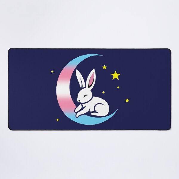 Item preview, Cute Bunny Rabbit on a Transgender Pride Flag Moon, Discreet Trans Pride Design designed and sold by Travelslightly.