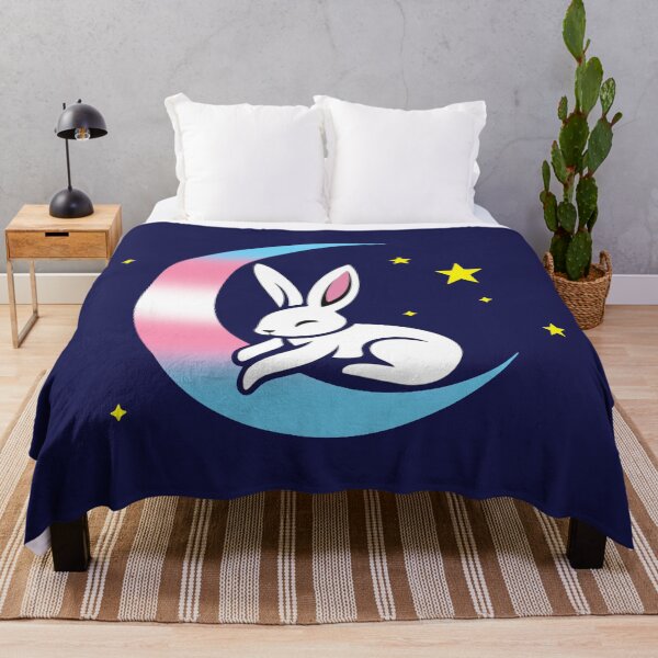 Item preview, Cute Bunny Rabbit on a Transgender Pride Flag Moon, Discreet Trans Pride Design designed and sold by Travelslightly.