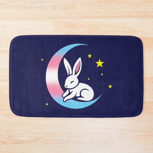 Item preview, Cute Bunny Rabbit on a Transgender Pride Flag Moon, Discreet Trans Pride Design designed and sold by Travelslightly.