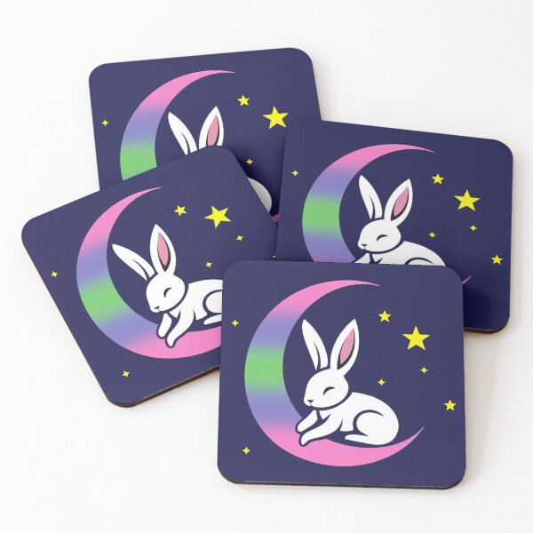 Item preview, Cute Bunny Rabbit on a Trigender Pride Flag Moon, Discreet Trigender Pride Design designed and sold by Travelslightly.