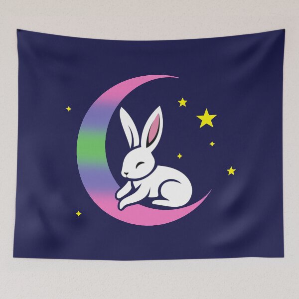 Item preview, Cute Bunny Rabbit on a Trigender Pride Flag Moon, Discreet Trigender Pride Design designed and sold by Travelslightly.