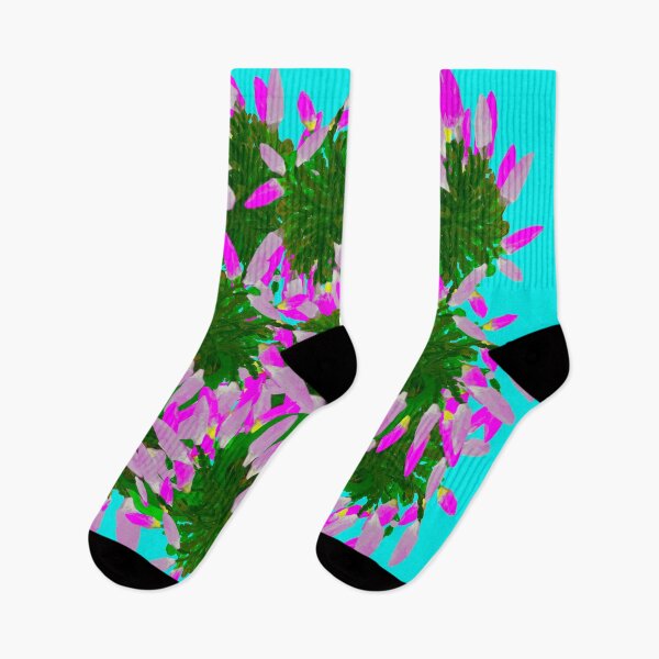 Item preview, Pink Christmas Cactus on Blue Background / schlumbergera bridgesii designed and sold by Victoria Rose.