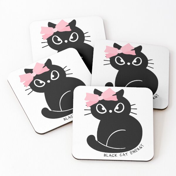 Item preview, Black Cat Personality Energy, Pink Coquette Bow Illustration designed and sold by Dazzline Designs.