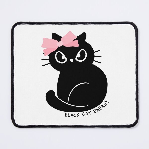 Item preview, Black Cat Personality Energy, Pink Coquette Bow Illustration designed and sold by Dazzline Designs.