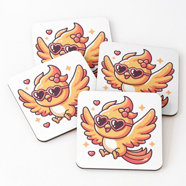 Item preview, Kawaii Cheerful Phoenix With Heart-Shaped Sunglasses designed and sold by CanvasCutie.