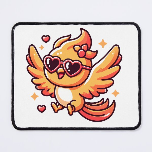 Item preview, Kawaii Cheerful Phoenix With Heart-Shaped Sunglasses designed and sold by CanvasCutie.