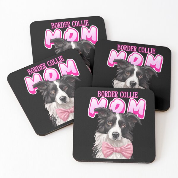 Item preview, Pink Dog Mom Black And White Border Collie Dog with Pink Bow  designed and sold by GoodyPaws.