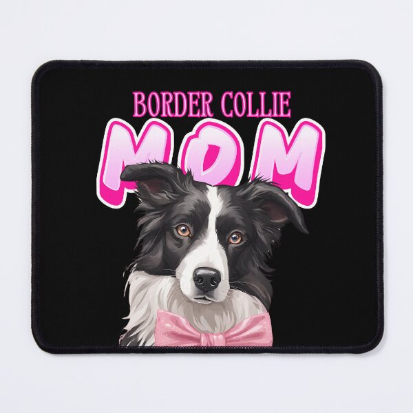 Item preview, Pink Dog Mom Black And White Border Collie Dog with Pink Bow  designed and sold by GoodyPaws.