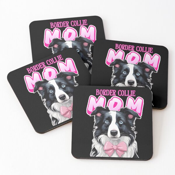 Item preview, Pink Dog Mom Black And White Border Collie Dog with Pink Bow  designed and sold by GoodyPaws.