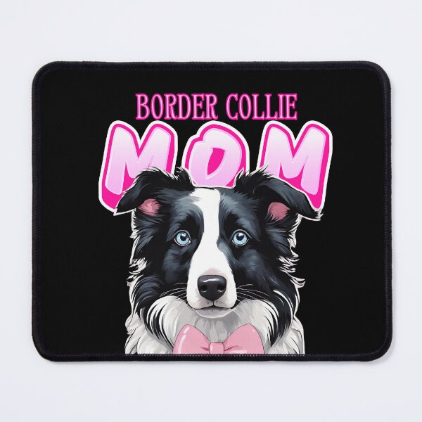 Item preview, Pink Dog Mom Black And White Border Collie Dog with Pink Bow  designed and sold by GoodyPaws.