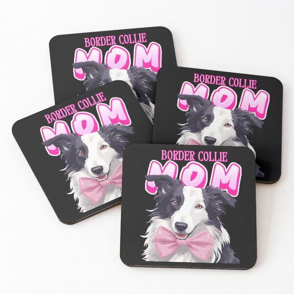 Item preview, Pink Dog Mom Black And White Border Collie Dog with Pink Bow  designed and sold by GoodyPaws.