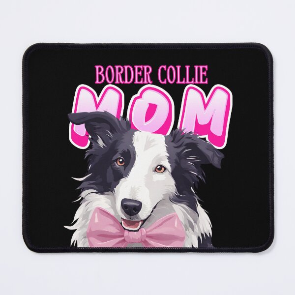 Item preview, Pink Dog Mom Black And White Border Collie Dog with Pink Bow  designed and sold by GoodyPaws.