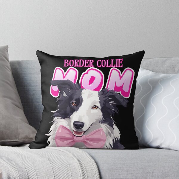 Item preview, Pink Dog Mom Black And White Border Collie Dog with Pink Bow  designed and sold by GoodyPaws.