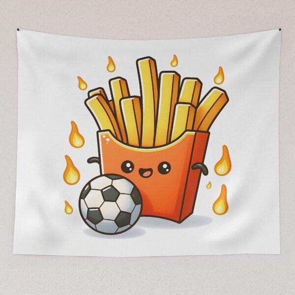 Item preview, Kawaii French Fries With Soccer Ball designed and sold by CanvasCutie.