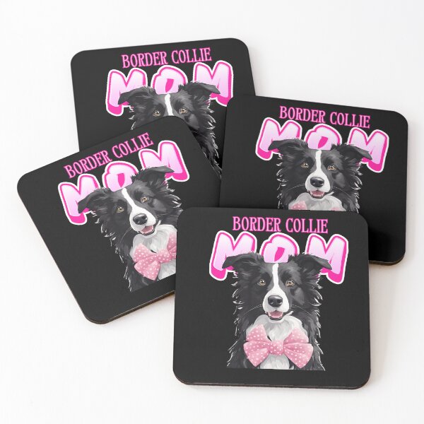 Item preview, Pink Dog Mom Black And White Border Collie Dog with Pink Bow  designed and sold by GoodyPaws.
