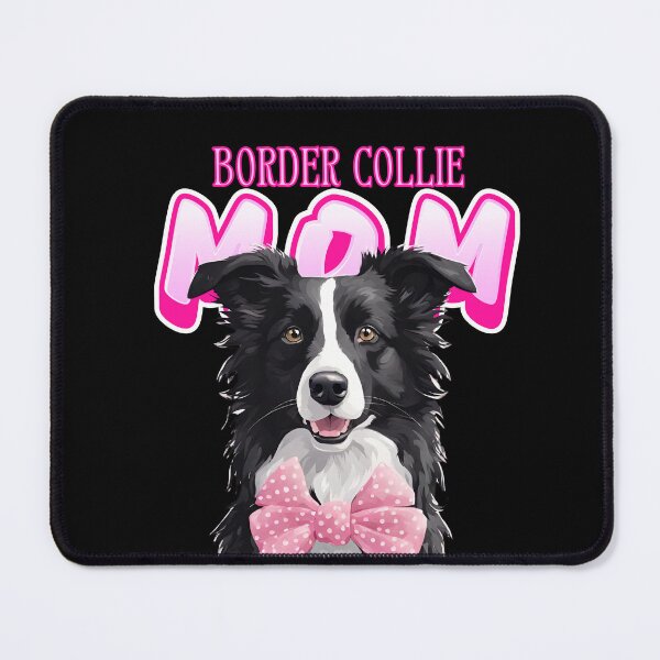 Item preview, Pink Dog Mom Black And White Border Collie Dog with Pink Bow  designed and sold by GoodyPaws.