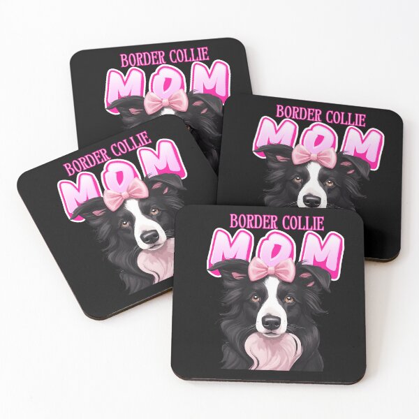 Item preview, Pink Dog Mom Black And White Border Collie Dog with Pink Bow  designed and sold by GoodyPaws.