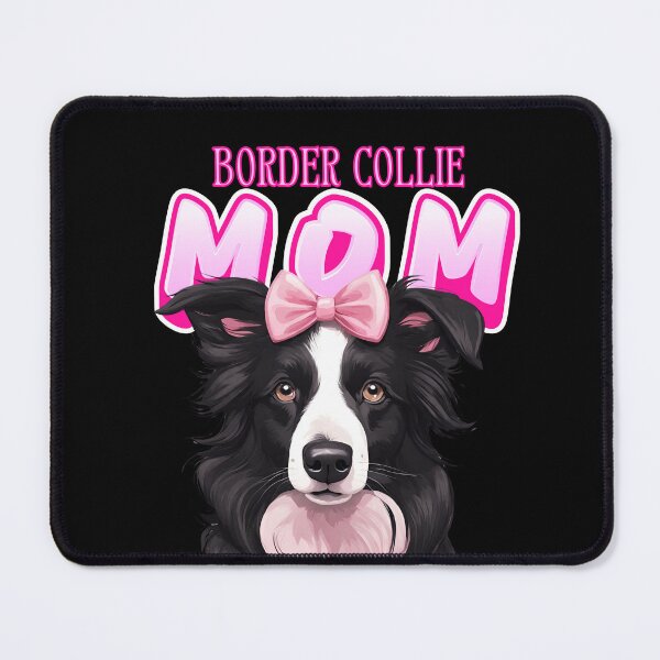 Item preview, Pink Dog Mom Black And White Border Collie Dog with Pink Bow  designed and sold by GoodyPaws.