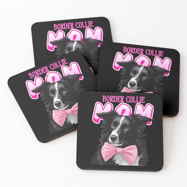 Item preview, Pink Dog Mom Black And White Border Collie Dog with Pink Bow  designed and sold by GoodyPaws.