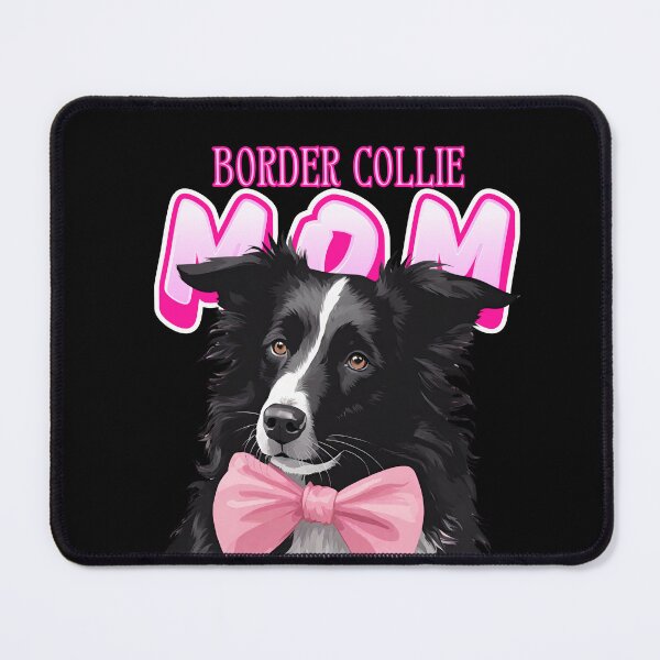 Item preview, Pink Dog Mom Black And White Border Collie Dog with Pink Bow  designed and sold by GoodyPaws.