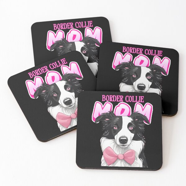 Item preview, Pink Dog Mom Black And White Border Collie Dog with Pink Bow  designed and sold by GoodyPaws.