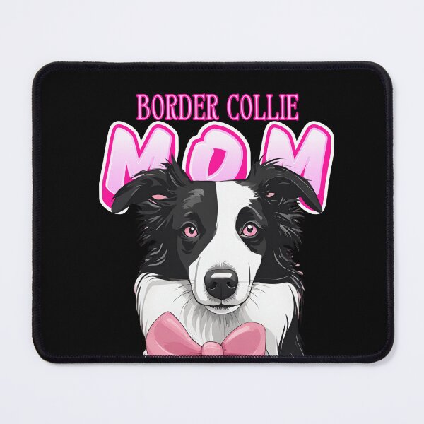 Item preview, Pink Dog Mom Black And White Border Collie Dog with Pink Bow  designed and sold by GoodyPaws.