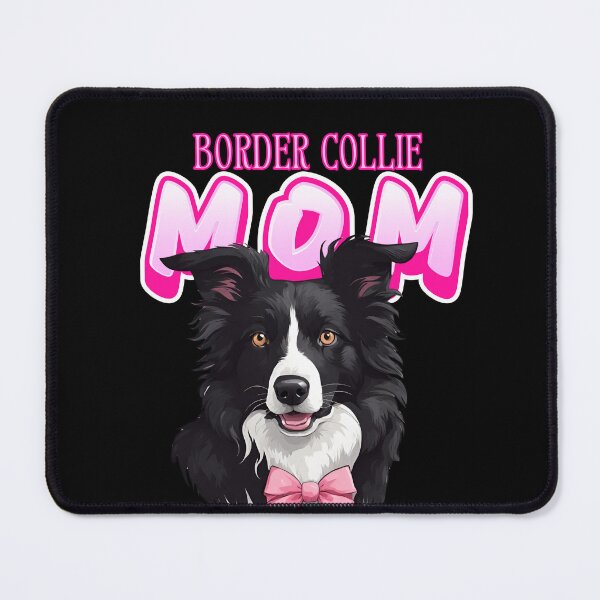 Item preview, Pink Dog Mom Black And White Border Collie Dog with Pink Bow  designed and sold by GoodyPaws.