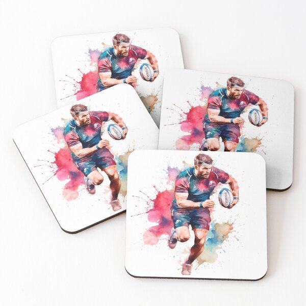 Item preview, Watercolor American Rugby Player In Pink And Blue designed and sold by BlushRoses7.