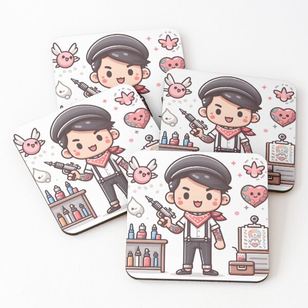 Item preview, Kawaii Tattoo Artist: Wearing A Tattoo-Themed Scarf designed and sold by CanvasCutie.