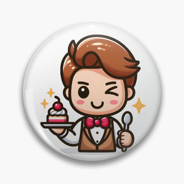 Item preview, Kawaii Waiter With A Retro Bow Tie And A Cheeky Expression designed and sold by CanvasCutie.
