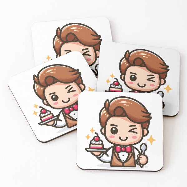 Item preview, Kawaii Waiter With A Retro Bow Tie And A Cheeky Expression designed and sold by CanvasCutie.