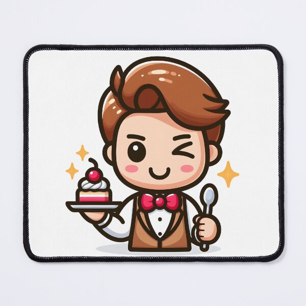 Item preview, Kawaii Waiter With A Retro Bow Tie And A Cheeky Expression designed and sold by CanvasCutie.