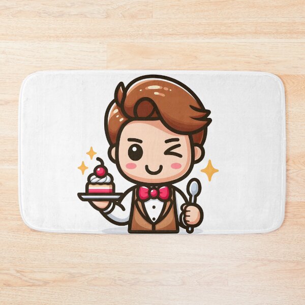 Item preview, Kawaii Waiter With A Retro Bow Tie And A Cheeky Expression designed and sold by CanvasCutie.
