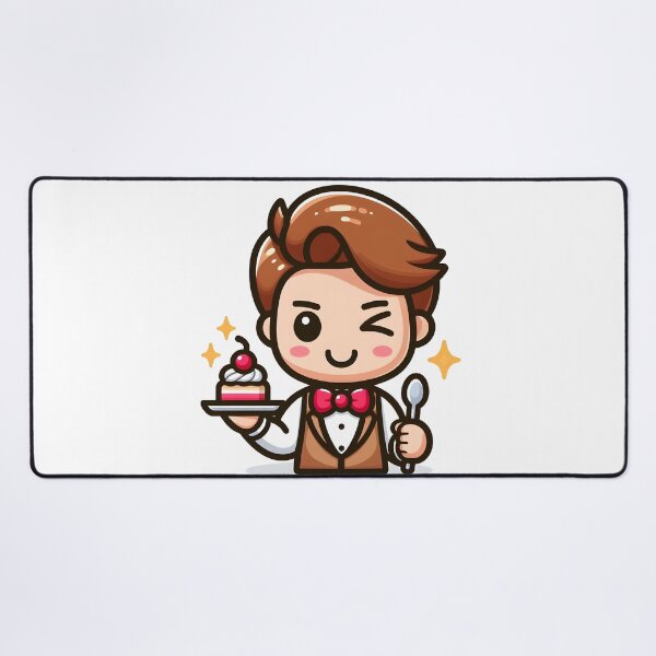 Item preview, Kawaii Waiter With A Retro Bow Tie And A Cheeky Expression designed and sold by CanvasCutie.