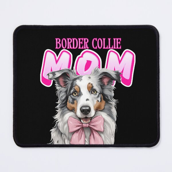 Item preview, Pink Dog Mom Slate Blue Merle Border Collie Dog with Pink Bow designed and sold by GoodyPaws.