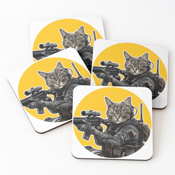 Item preview, Cute Military Tactical Cat Sticker/Pin designed and sold by airsoft-red.