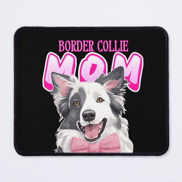 Item preview, Pink Dog Mom Slate Blue Merle Border Collie Dog with Pink Bow designed and sold by GoodyPaws.