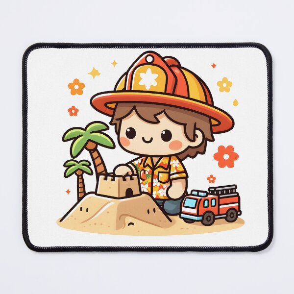 Item preview, Kawaii Firefighter With Hawaiian Shirt designed and sold by CanvasCutie.