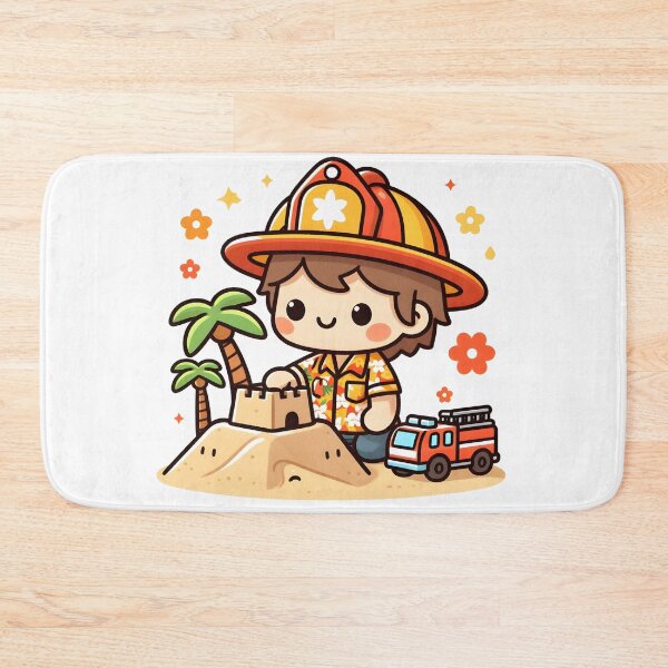 Item preview, Kawaii Firefighter With Hawaiian Shirt designed and sold by CanvasCutie.