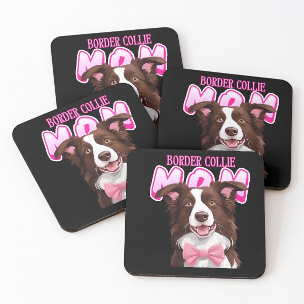 Item preview,  Pink Dog Mom Chocolate And White Border Collie Dog with Pink Bow  designed and sold by GoodyPaws.